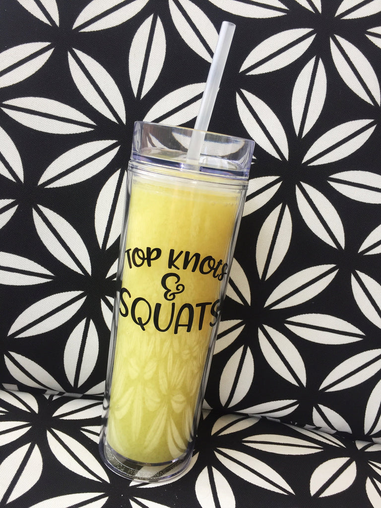 Top Knots & Squats Decal- Shaker Decal ----- Cup Decal- Laptop Sticker - Workout Quote - Coach gift - Crossfit- Beachbody Coach - DECAL ONLY