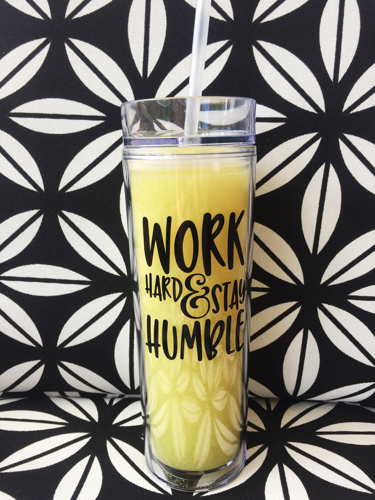 Work Hard & Stay Humble Decal- Shaker Decal - Cup Decal- Laptop Sticker - Workout Quote - Coach Gift - Crossfit- Beachbody Coach- DECAL ONLY