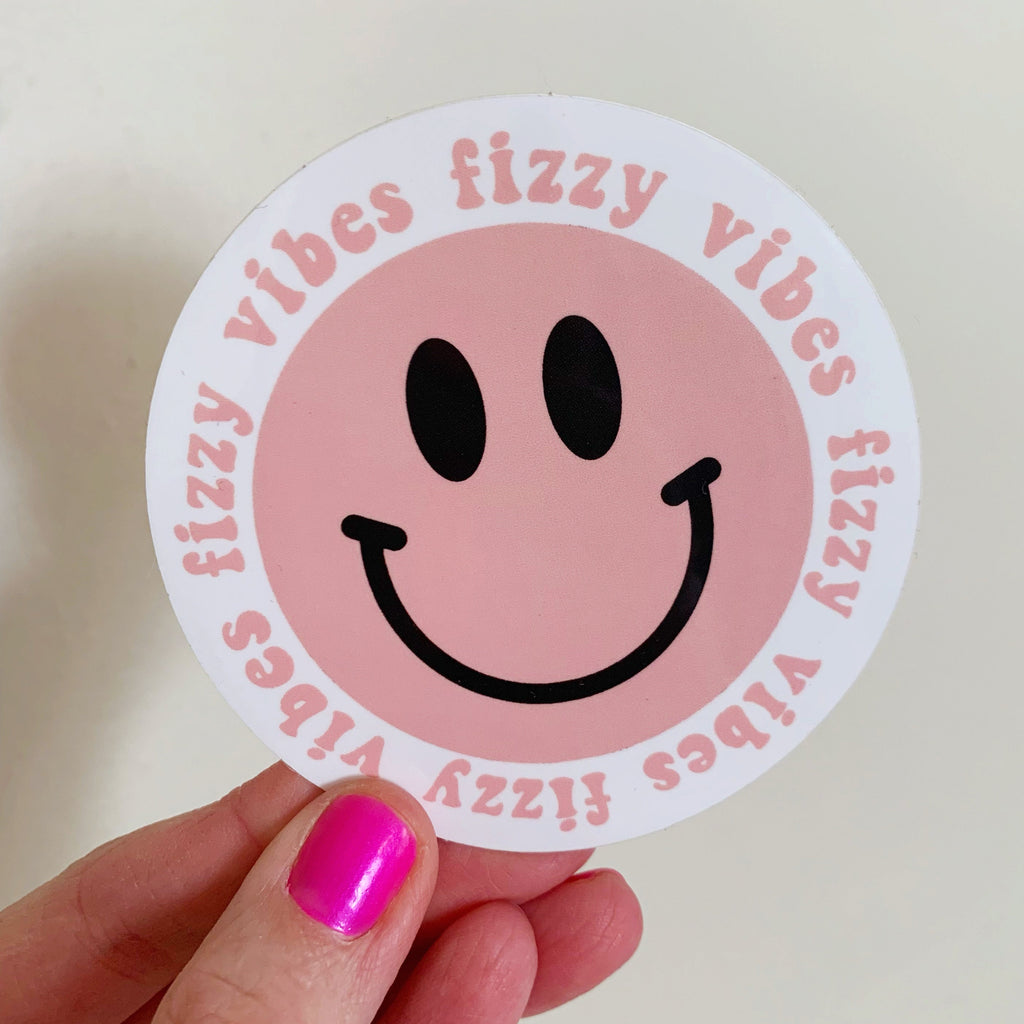 Fizzy Vibes Smiley Retro Sticker For Cups, Shakers, Water Bottles, Laptop Anywhere! BonBabe Arbonne Fizz Cup Bon Babe Sticker Only