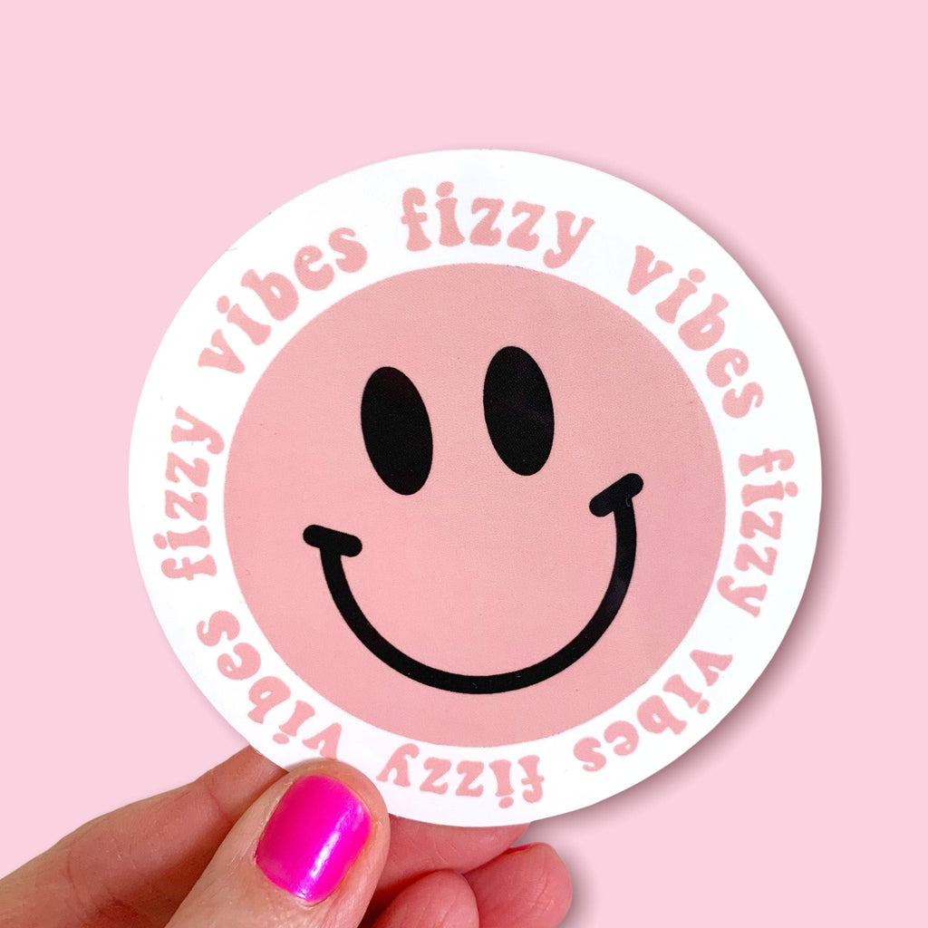 Fizzy Vibes Smiley Retro Sticker For Cups, Shakers, Water Bottles, Laptop Anywhere! BonBabe Arbonne Fizz Cup Bon Babe Sticker Only