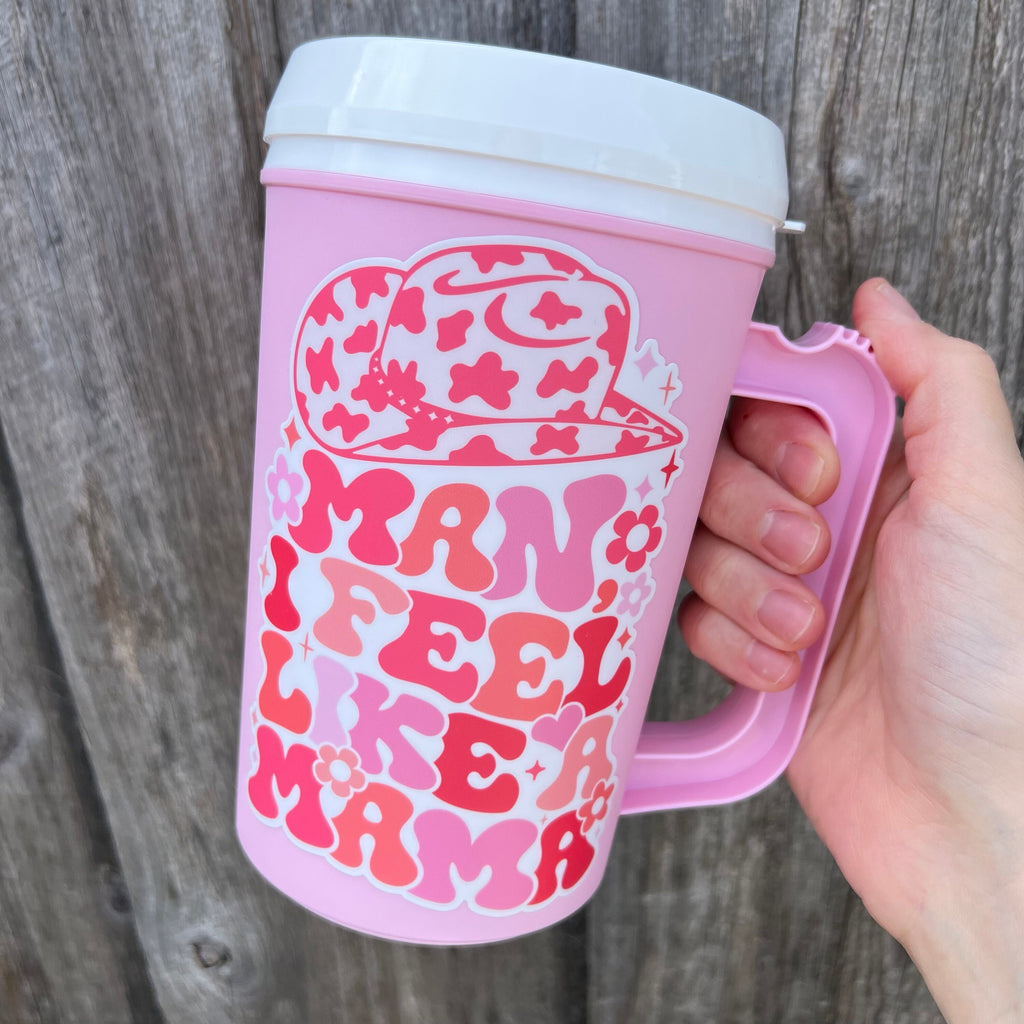 Mama Pink Ombre/ Leopard Retro Mega Mug 22oz- Thermos Mug - Hospital Mug - Girl Mom- Valentine's Day- New Mom Gift