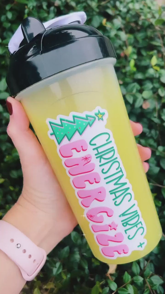 Christmas Vibes & Energize Full Color Sticker - Christmas 2022- for Cold Cup, Shaker Bottle, Mega Mug or Sticker Only