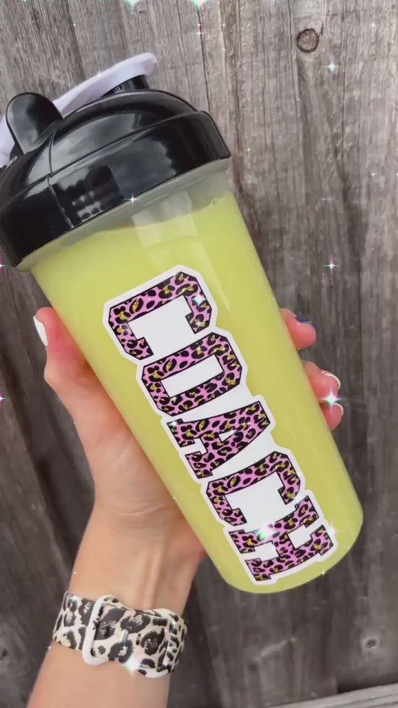 Pink/Gold Leopard COACH Vinyl Sticker sized for Shakers or Cold Cup -  Beachbody Coach- Energize Decal-  SC prize - Coach Summit Gear