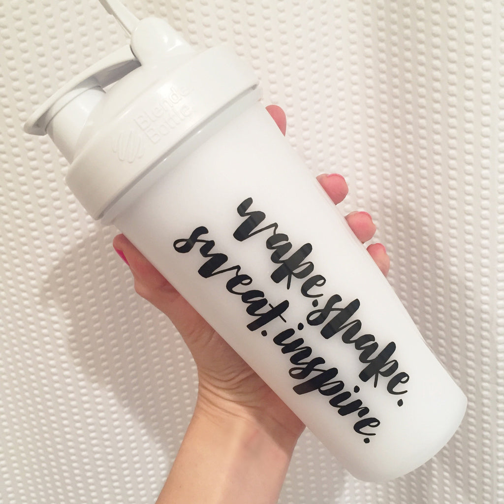 Wake.Shake.Sweat.Inspire. Shaker Bottle Decal Sticker, Wake Shake Sweat Inspire