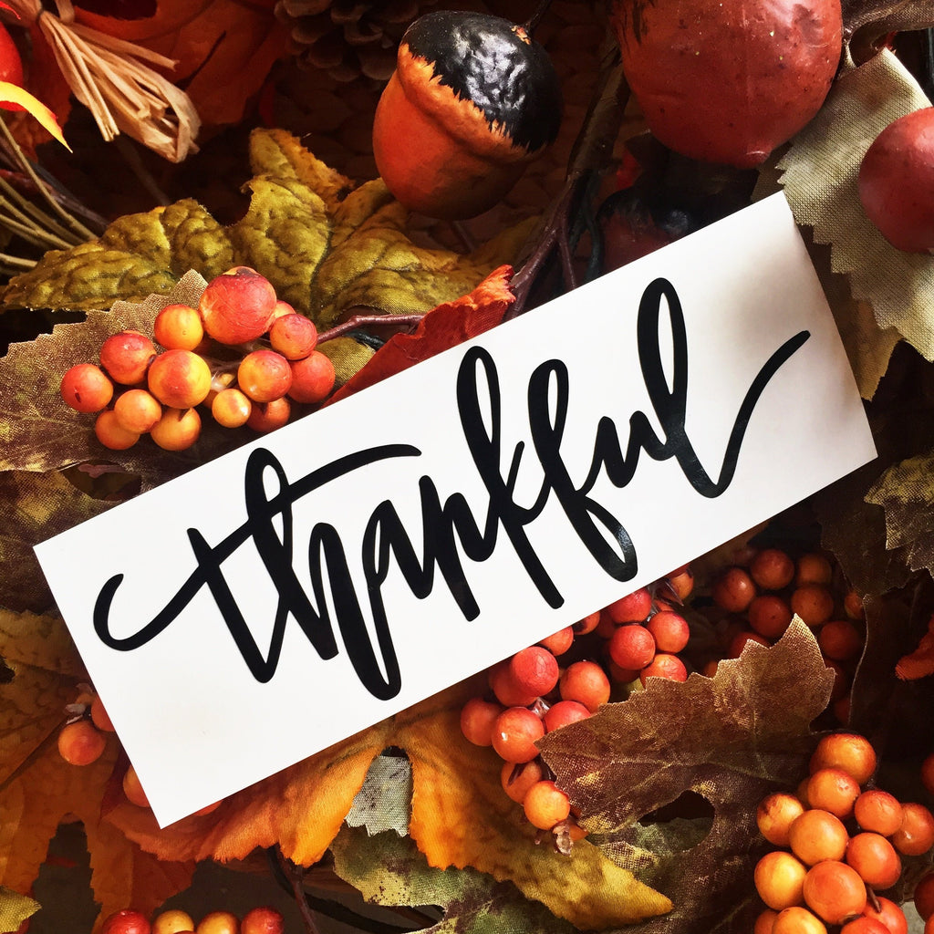 Thankful Shaker Decal- Computer Decal- Car decal- Tumbler Decal- Thanksgiving- Thankfulness- Fall Decal- DECAL ONLY