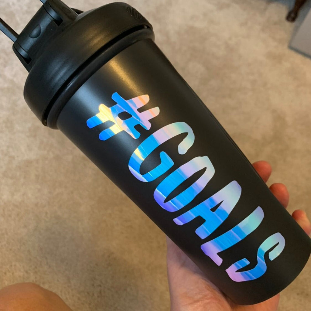 Black BlenderBottle with Opal #GOALS decal applied