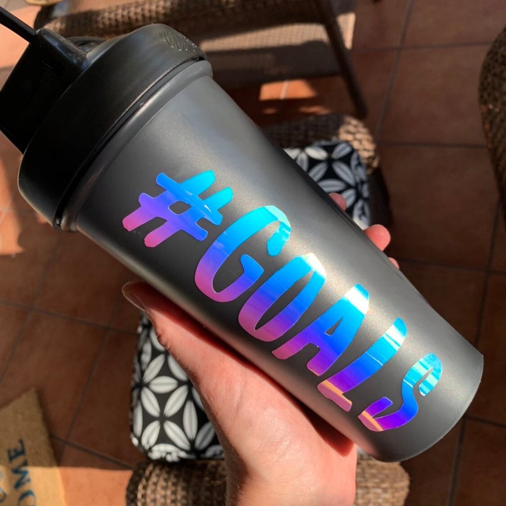 Black BlenderBottle with Opal #GOALS decal applied