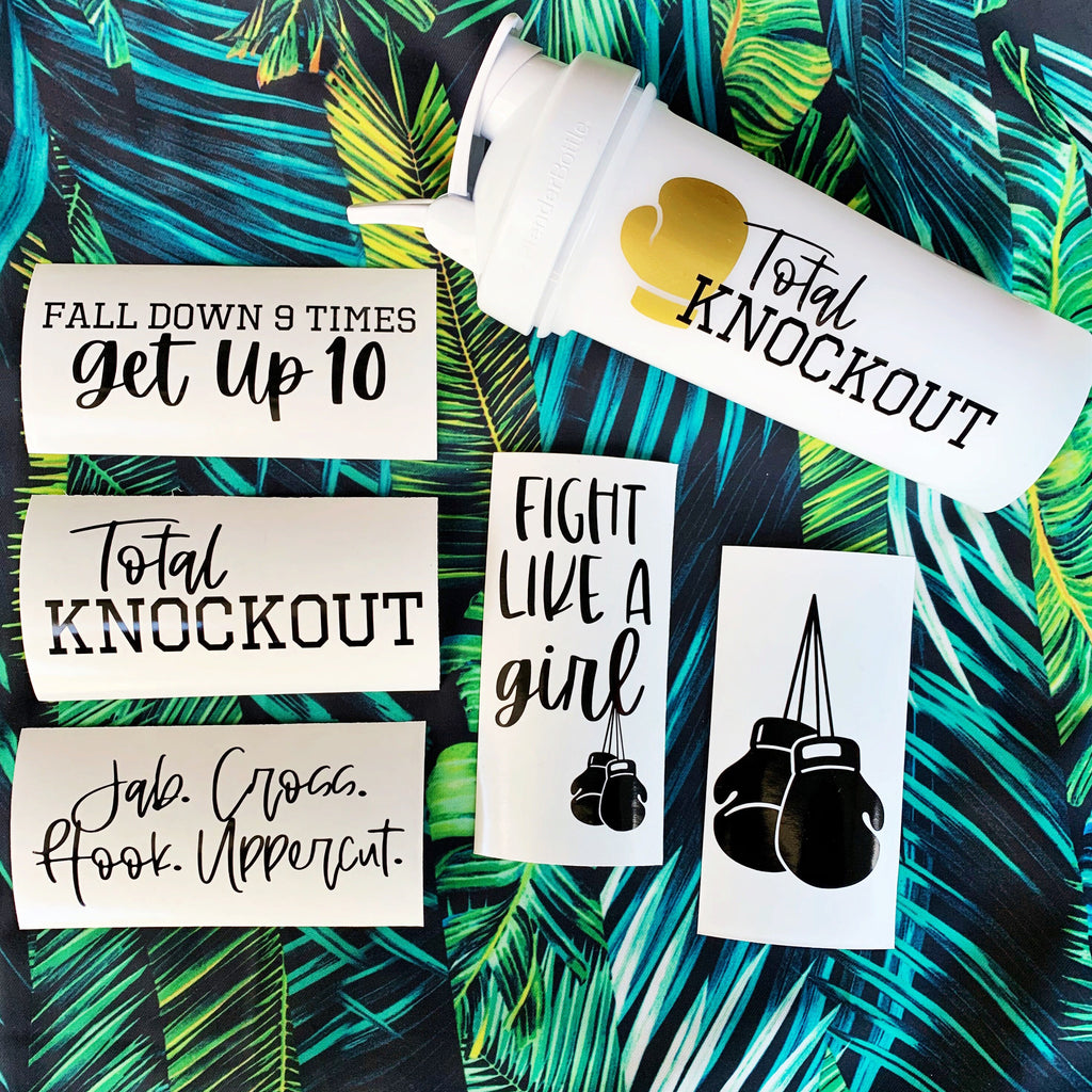 Total Knockout Collection Decals - Shaker Cup Decal- Workout Sticker -Boxing Workout - DECAL ONLY