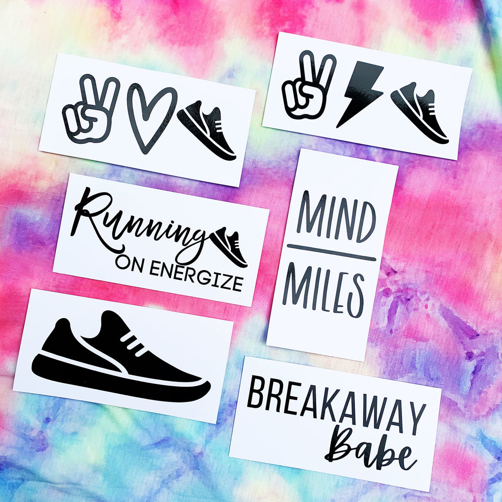 Ready to Run Decal Collection- Running Decals- Breakaway Babe- Running Theme Decals- Peace Love Run- Energize - Decals ONLY