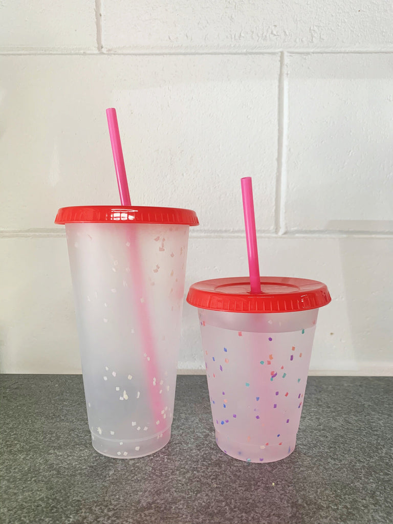 Confetti Color Changing Cold Cup - Color Changing Cold Cup- Personalized Cup- Tall or Venti- 16 or 24oz Blank Cold Cup (DECAL NOT INCLUDED)