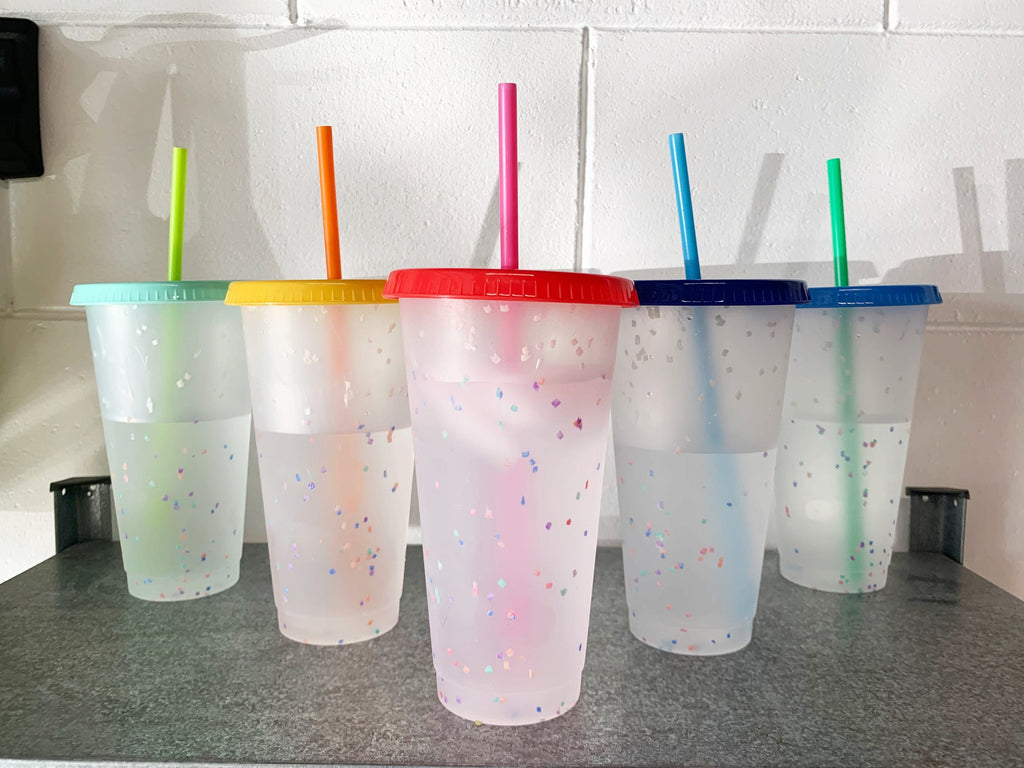 Confetti Color Changing Cold Cup - Color Changing Cold Cup- Personalized Cup- Tall or Venti- 16 or 24oz Blank Cold Cup (DECAL NOT INCLUDED)