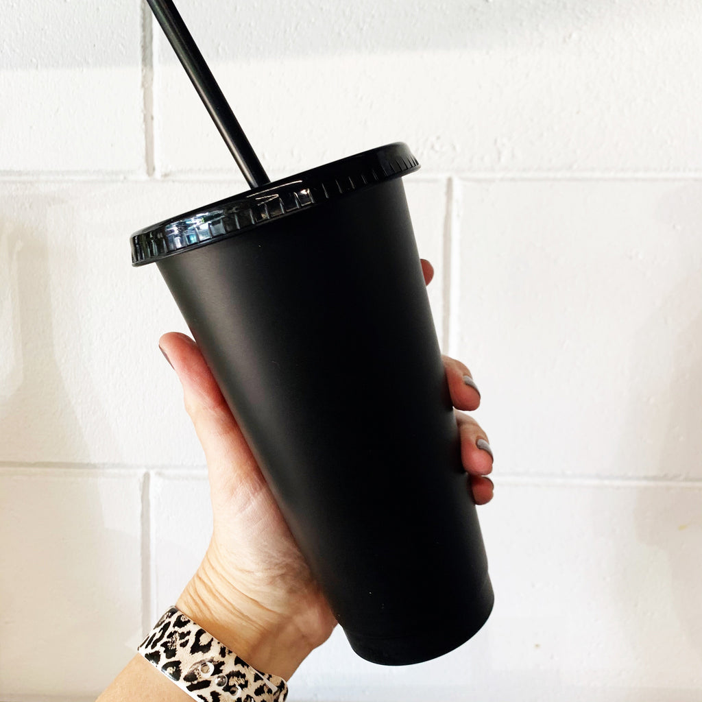 Black Cold Cup- Single or Multi Pack- Solid Matte Black Venti Reusable 24oz Blank Cold Cup (Decal not included)