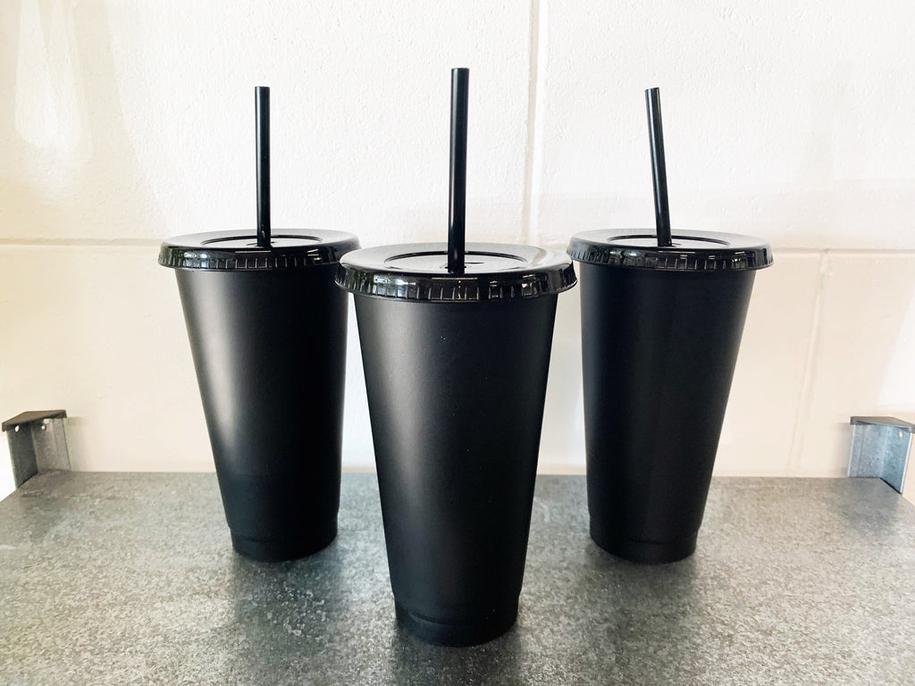 Black Cold Cup- Single or Multi Pack- Solid Matte Black Venti Reusable 24oz Blank Cold Cup (Decal not included)