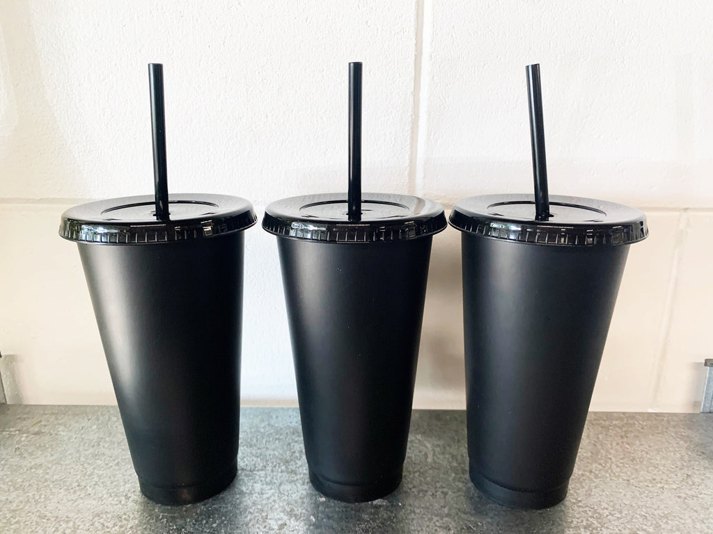 Black Cold Cup- Single or Multi Pack- Solid Matte Black Venti Reusable 24oz Blank Cold Cup (Decal not included)