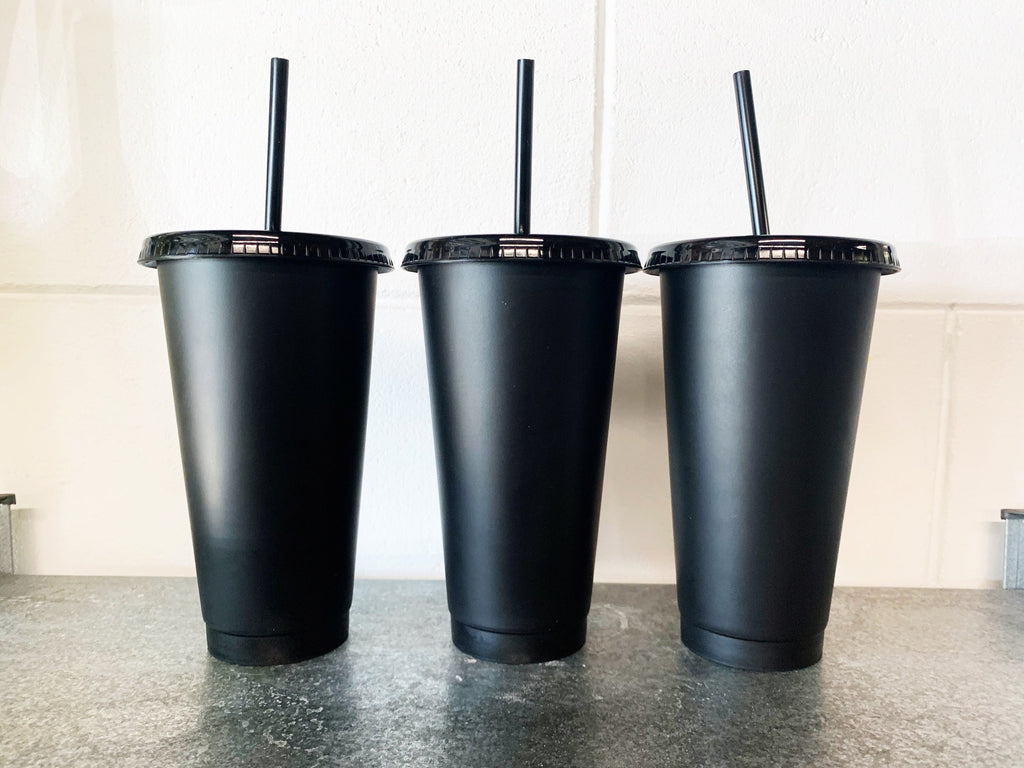 Black Cold Cup- Single or Multi Pack- Solid Matte Black Venti Reusable 24oz Blank Cold Cup (Decal not included)