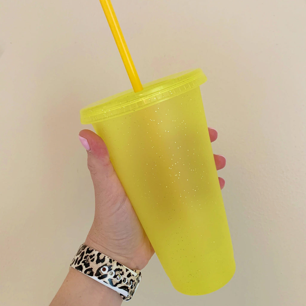 Bright Color or Clear Glitter Reusable Cold Cup - 24oz Blank Cold Cup (DECAL NOT INCLUDED)