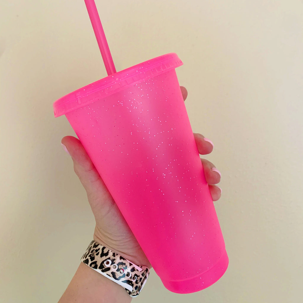 Bright Color or Clear Glitter Reusable Cold Cup - 24oz Blank Cold Cup (DECAL NOT INCLUDED)