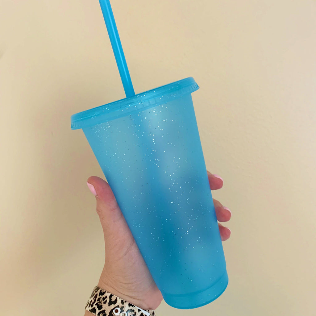 Bright Color or Clear Glitter Reusable Cold Cup - 24oz Blank Cold Cup (DECAL NOT INCLUDED)