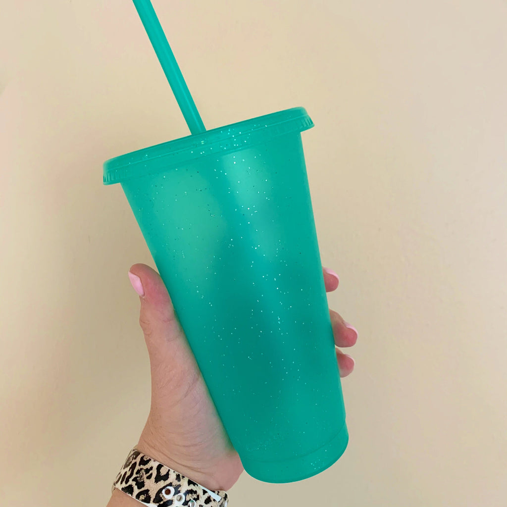 Bright Color or Clear Glitter Reusable Cold Cup - 24oz Blank Cold Cup (DECAL NOT INCLUDED)