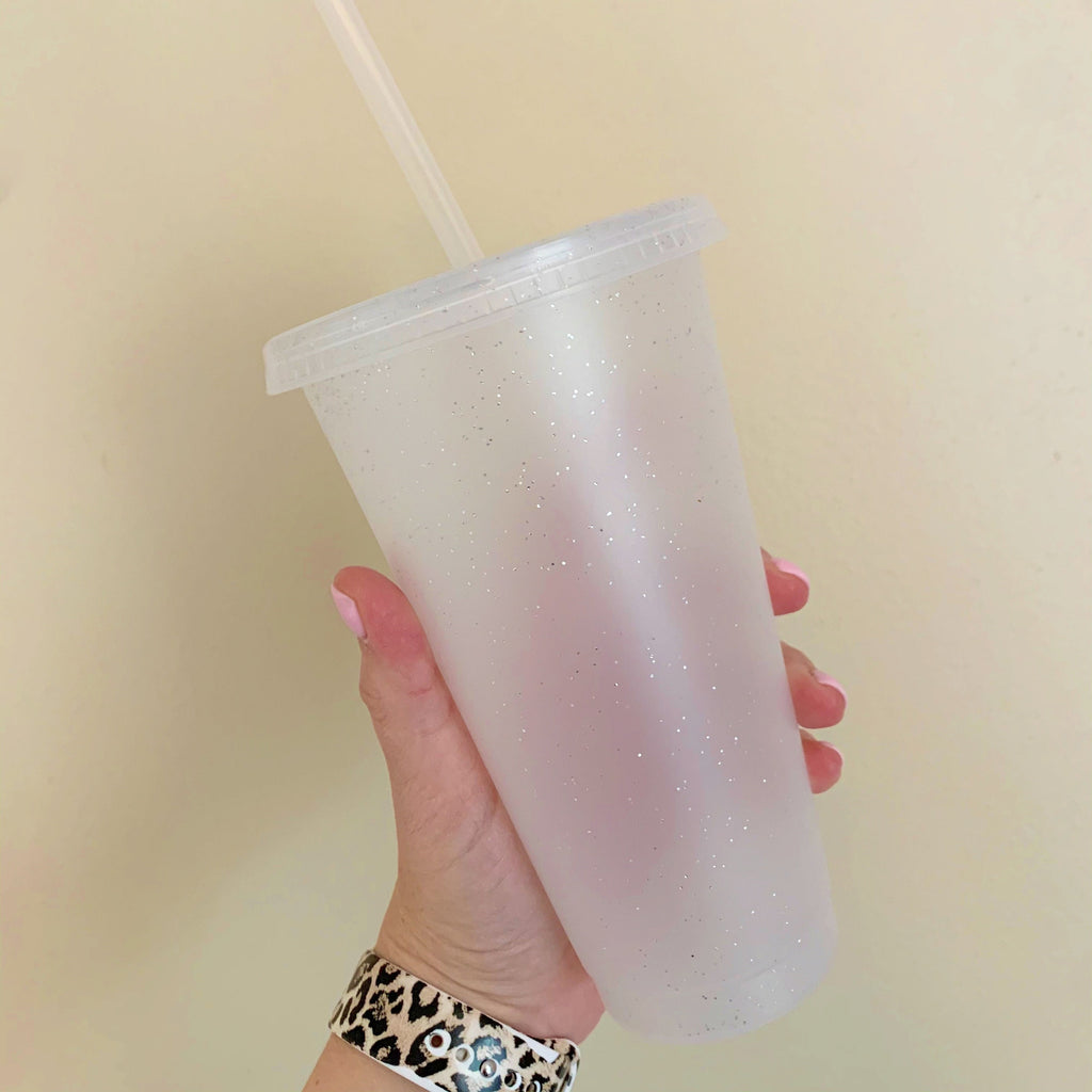 Bright Color or Clear Glitter Reusable Cold Cup - 24oz Blank Cold Cup (DECAL NOT INCLUDED)