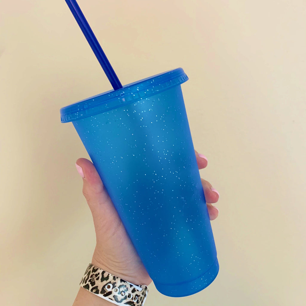 Bright Color or Clear Glitter Reusable Cold Cup - 24oz Blank Cold Cup (DECAL NOT INCLUDED)