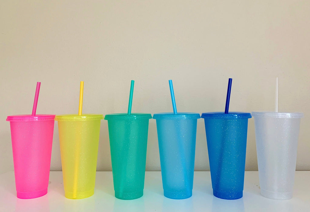 Bright Color or Clear Glitter Reusable Cold Cup - 24oz Blank Cold Cup (DECAL NOT INCLUDED)