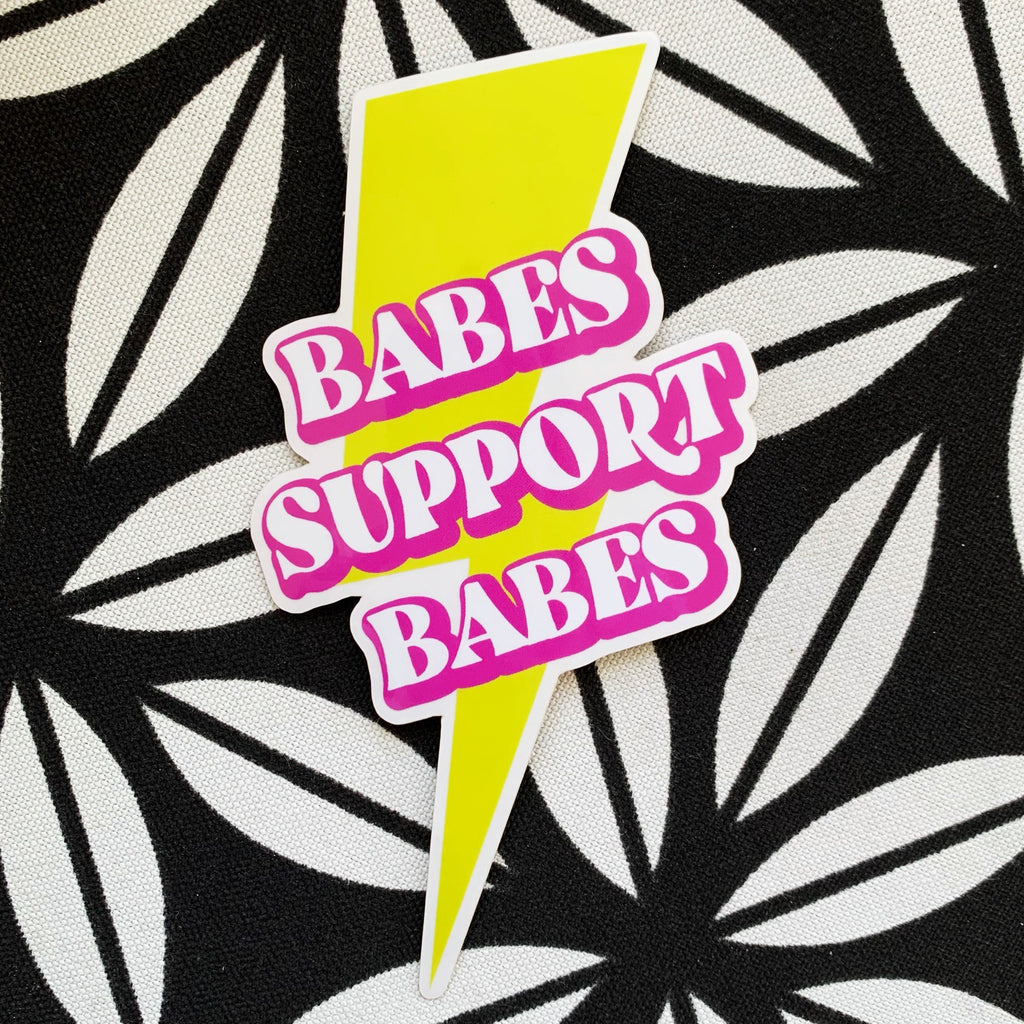 Babes Support Babes Lightning Bolt ClearVinyl Sticker sized for Shakers or Cold Cup -- Energize Decal -Lightning Sticker - Cup NOT included