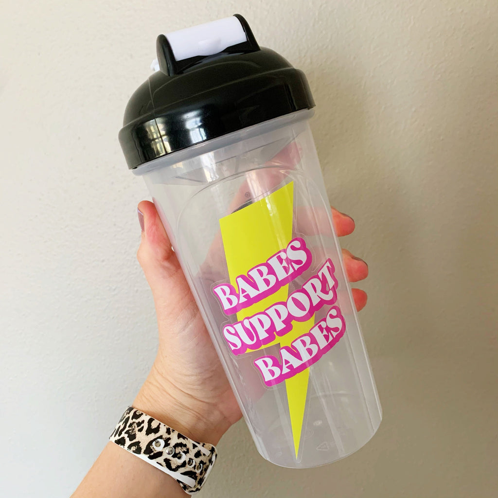 Babes Support Babes Lightning Bolt ClearVinyl Sticker sized for Shakers or Cold Cup -- Energize Decal -Lightning Sticker - Cup NOT included