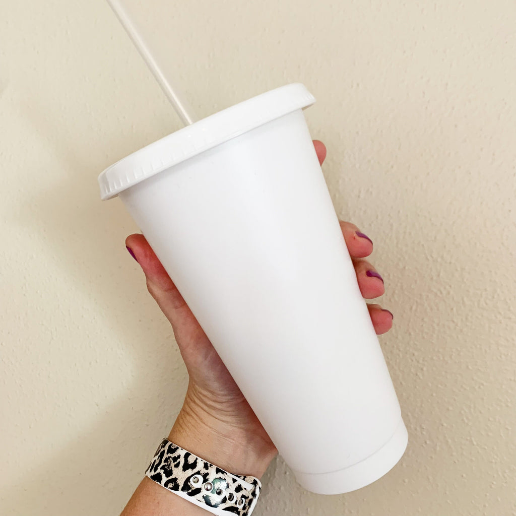 White Cold Cup- Single or Multi Pack- Solid Matte White Venti Reusable 24oz Blank Cold Cup (Decal not included)