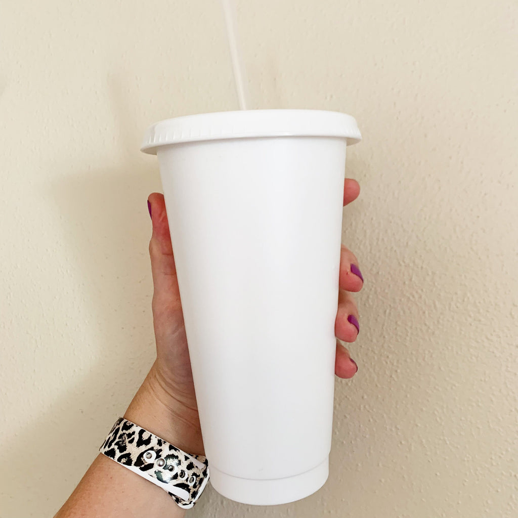 White Cold Cup- Single or Multi Pack- Solid Matte White Venti Reusable 24oz Blank Cold Cup (Decal not included)