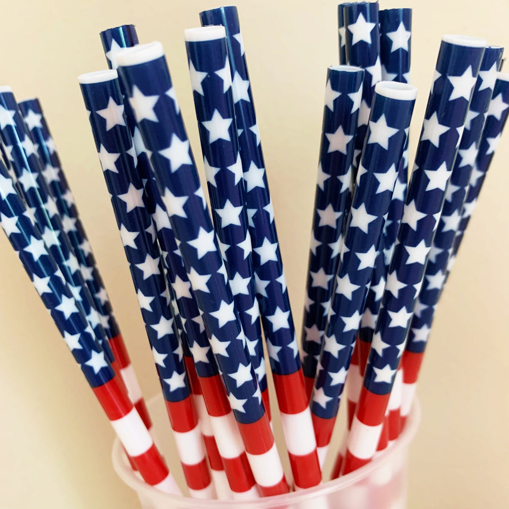 Stars and Stripes USA American Flag Stars Reusable Straw - 9 inches long - Cold Cup Straw- America | Memorial Day | 4th July Party USA straw