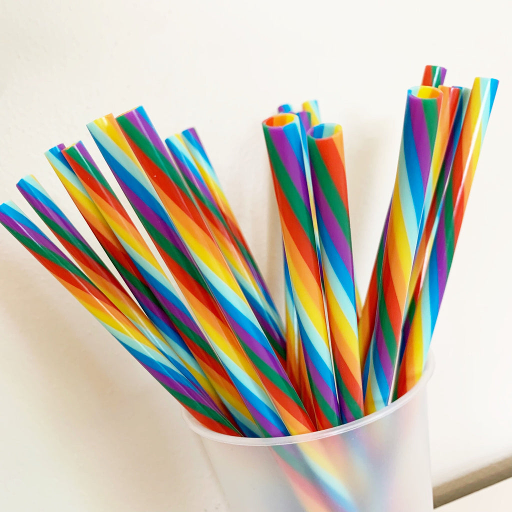 Rainbow Reusable Straw - St Patricks Day Straws- 9 inches long - Cold Cup Straw-Rainbow Swirl Reusable Colorful Party Straw Washable