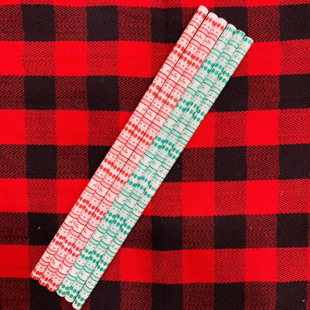 Christmas Sweater Straws - 9 inches long - Cold Cup Straw- Christmas Straw Holidays Red White Candy Cane Stripe