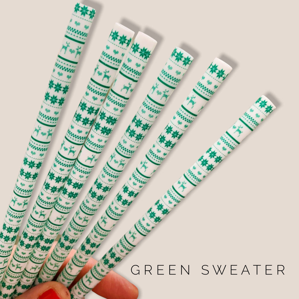 Christmas Sweater Straws - 9 inches long - Cold Cup Straw- Christmas Straw Holidays Red White Candy Cane Stripe