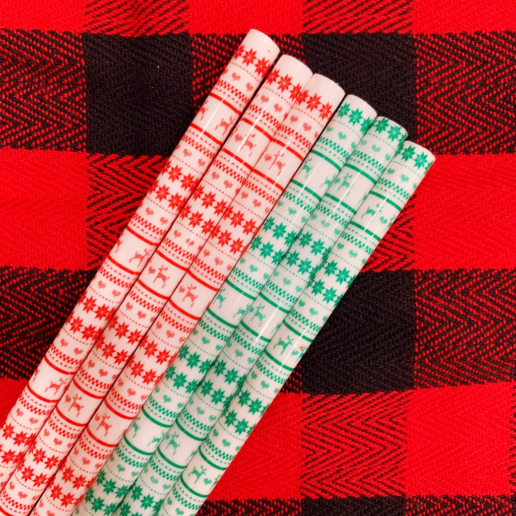 Christmas Sweater Straws - 9 inches long - Cold Cup Straw- Christmas Straw Holidays Red White Candy Cane Stripe