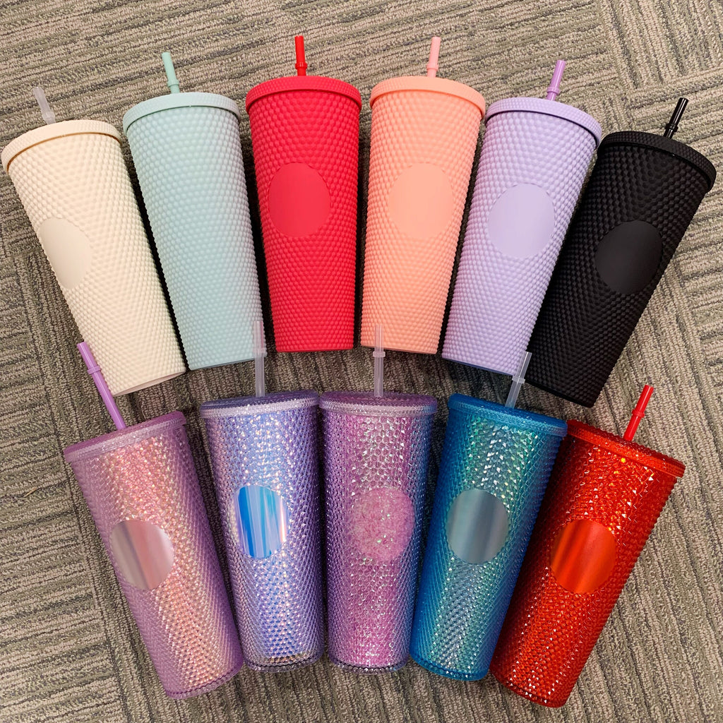 Studded Tumblers 24oz- Brandless- Ombre Studded Tumbler with Lid and Straw