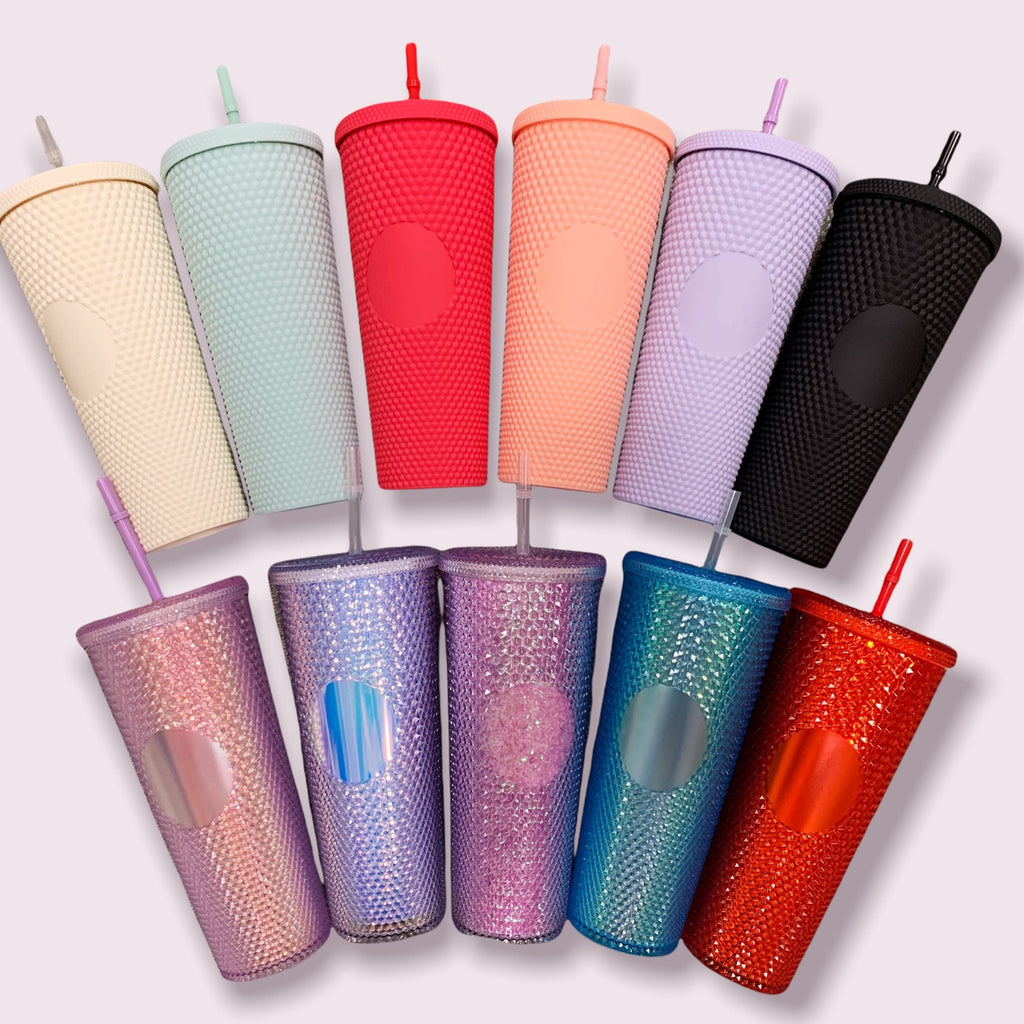 Studded Tumblers 24oz- Brandless- Ombre Studded Tumbler with Lid and Straw