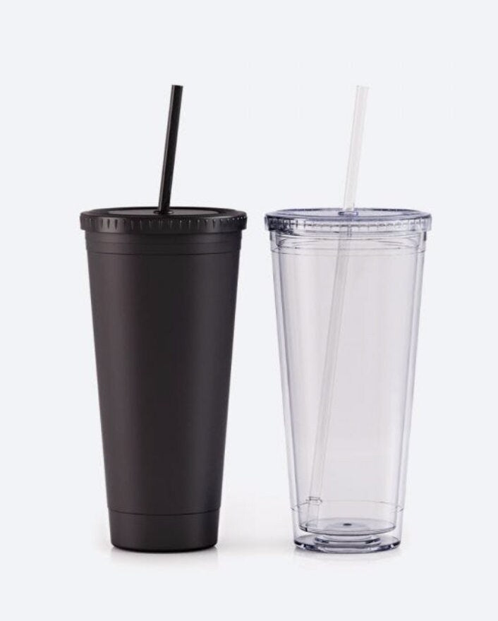 32oz Clear Acrylic or Matte Black Mega Tumbler to your Order!- CUP ONLY, add decal separately- big clear cup- loaded tea-snow globe tumbler