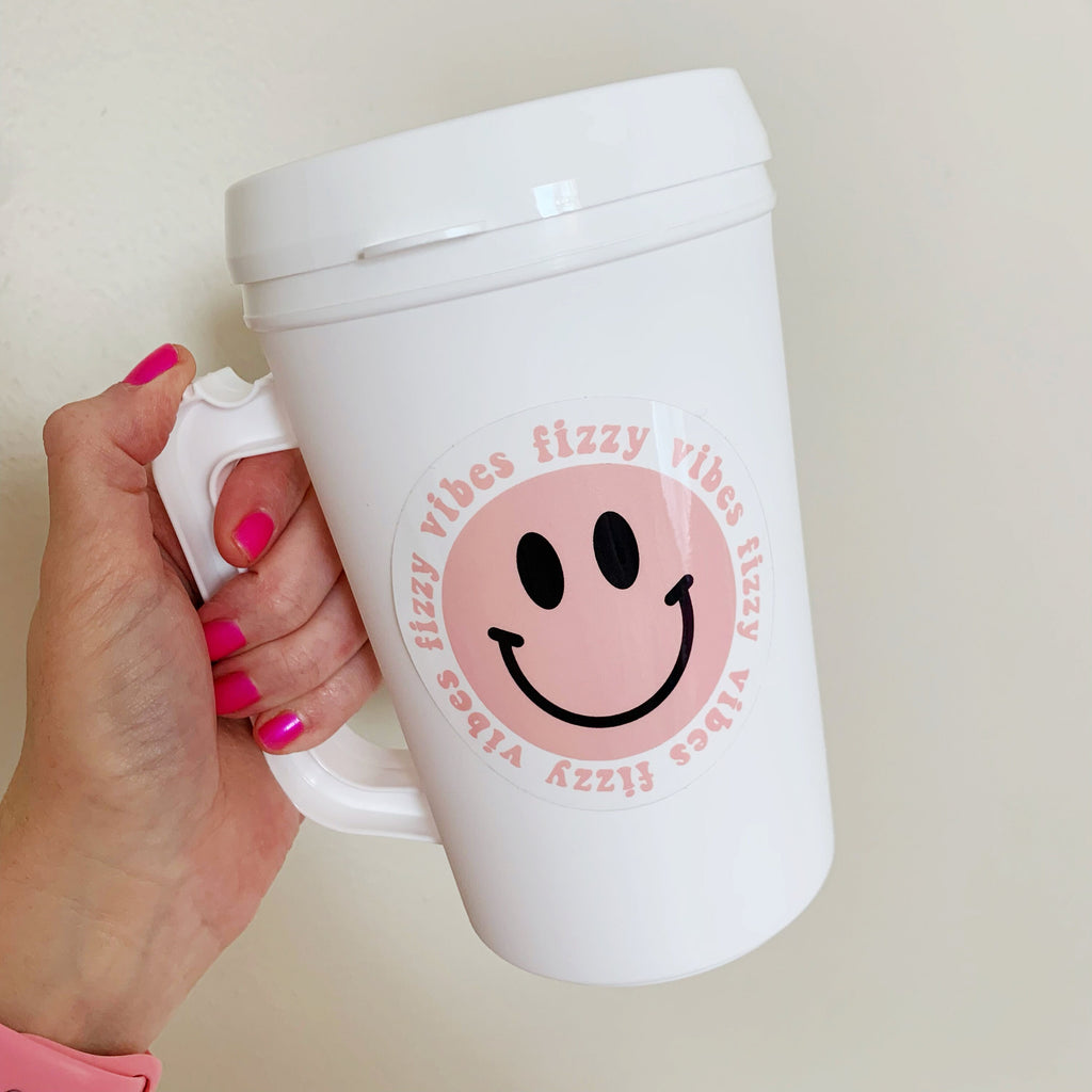 Fizzy Vibes Smiley Retro Sticker For Cups, Shakers, Water Bottles, Laptop Anywhere! BonBabe Arbonne Fizz Cup Bon Babe Sticker Only