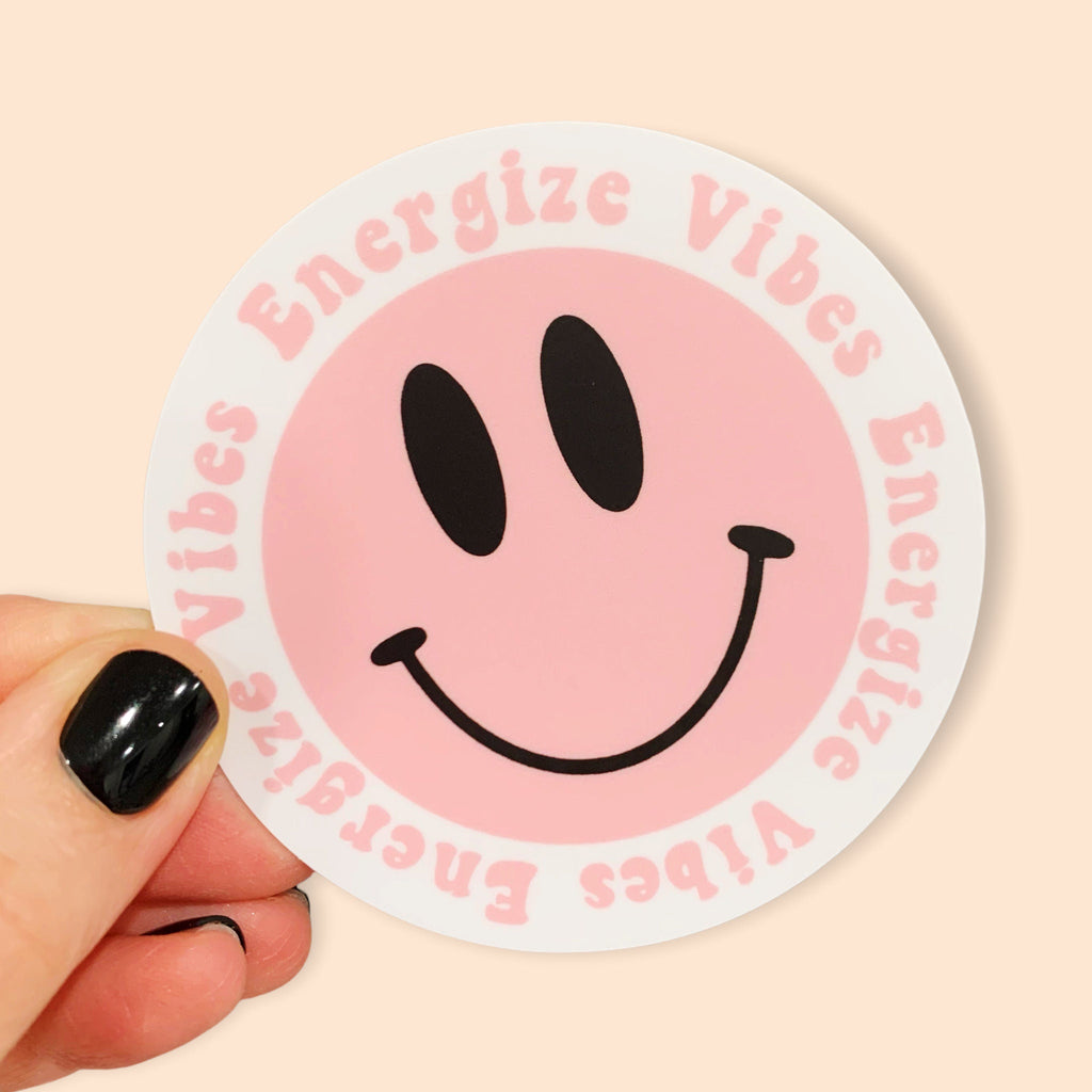 Energize Vibes Smiley Retro Sticker For Cups, Shakers, Water Bottles, Laptop Anywhere! Beachbody Coach Energize Preworkout Sticker Only