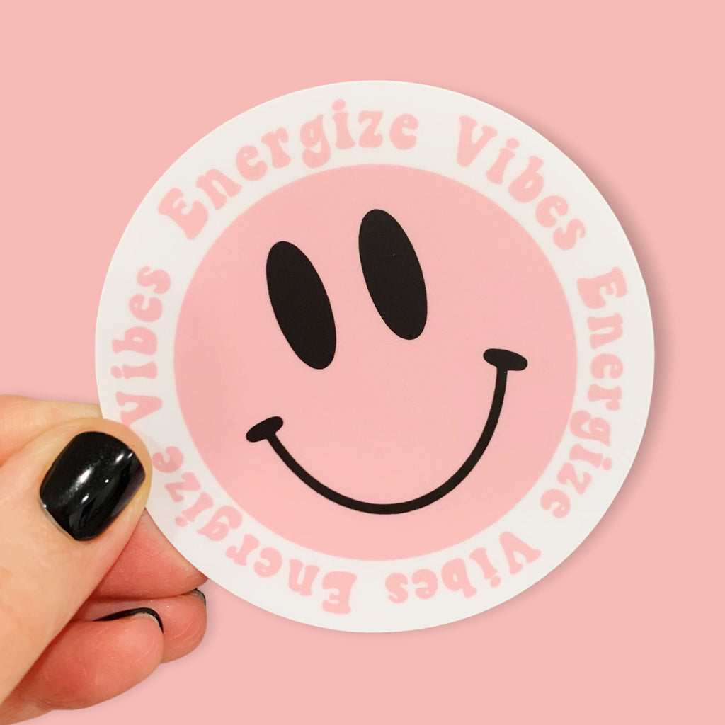 Energize Vibes Smiley Retro Sticker For Cups, Shakers, Water Bottles, Laptop Anywhere! Beachbody Coach Energize Preworkout Sticker Only