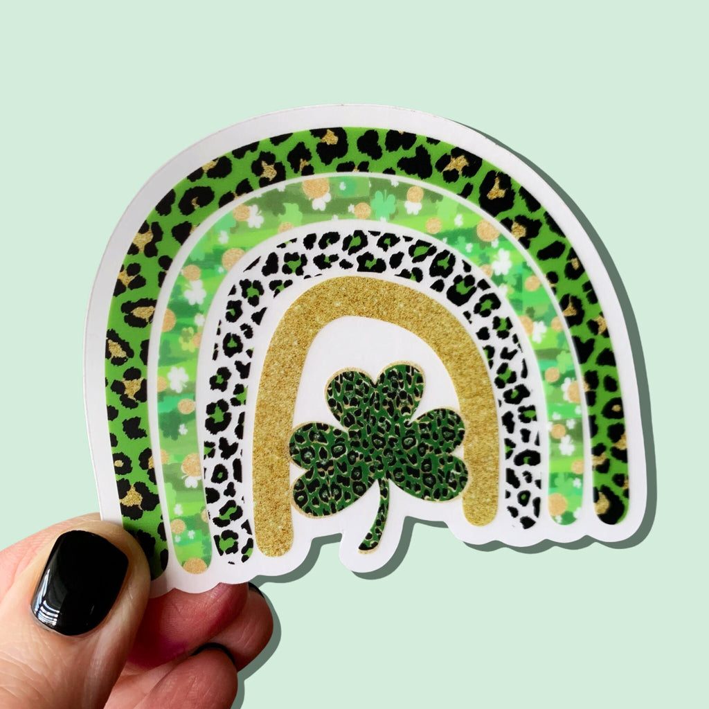 St. Patrick's Day Rainbow Sticker - St Pats Cup- St. Patricks Day Pinch - Pot of Gold- Leopard Print- Sticker Only Cup NOT included