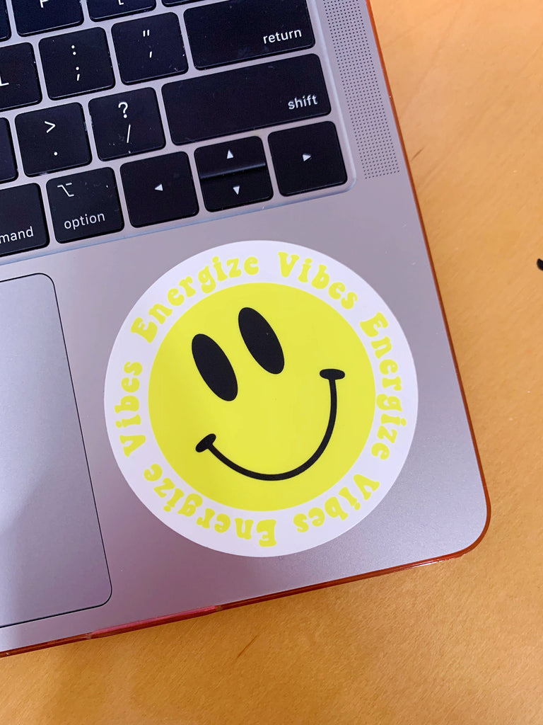 Energize Vibes Smiley Retro Sticker For Cups, Shakers, Water Bottles, Laptop Anywhere! Beachbody Coach Energize Preworkout Sticker Only