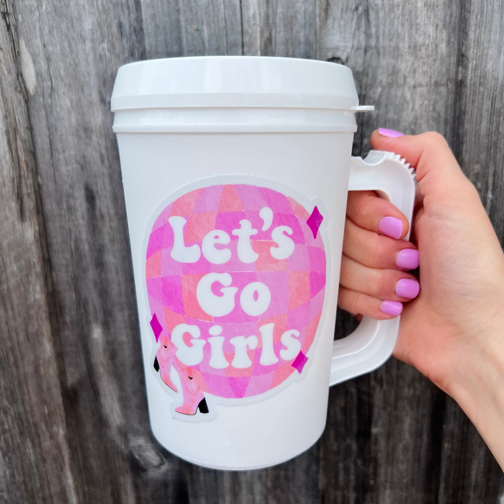 Let's Go Girls Retro Disco Space Cowgirl MEGA MUG 22oz Retro Thermos Mug - Spring Break Sorority Bachelorette Party Cup Mug 90s