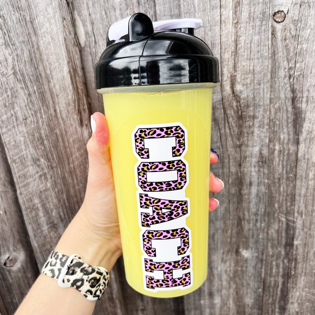 Pink/Gold Leopard COACH Vinyl Sticker sized for Shakers or Cold Cup - Beachbody Coach- Energize Decal- SC prize - Coach Summit Gear