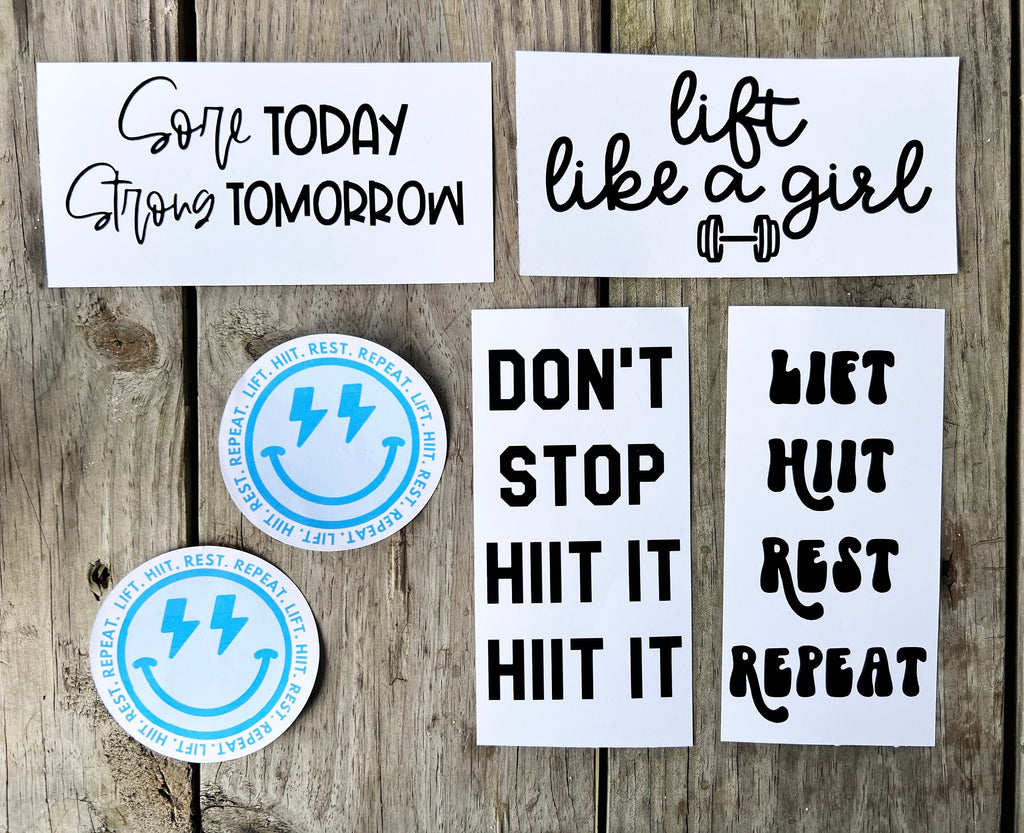 Lift Hiit Rest Repeat Decal - Shaker Bottle Decal- Yeti Decal- Workout Inspiration Sticker