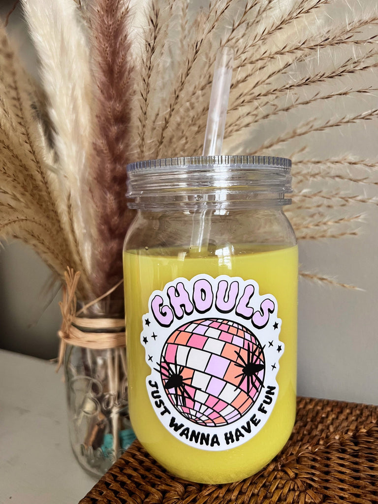 GHOULS JuST WaNNA HAVE FUN Halloween Fall 2022 Ghosts- sized for Mason Cup, Cold Cup, Shaker Bottle, Beer Glass or Sticker Only