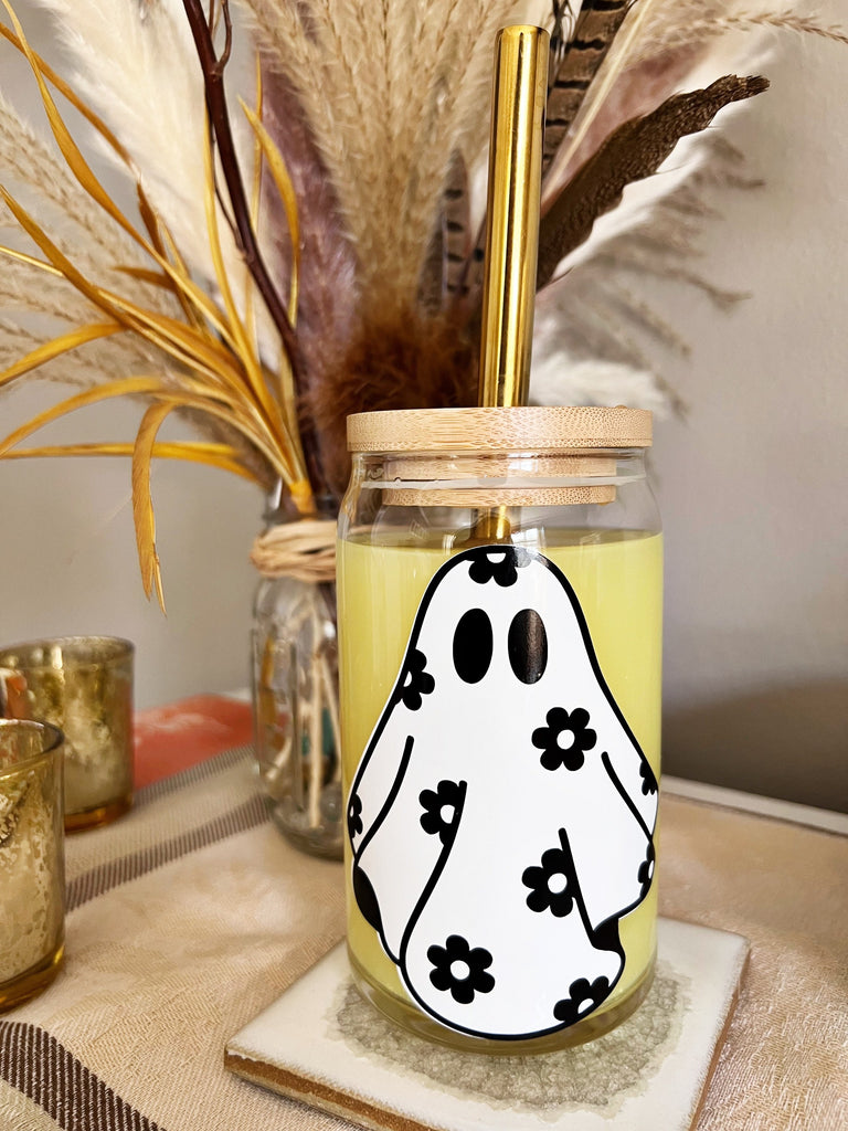 CUTIE GHOST Halloween Fall 2022 Ghosts- sized for Mason Cup, Cold Cup, Shaker Bottle, Beer Glass or Sticker Only