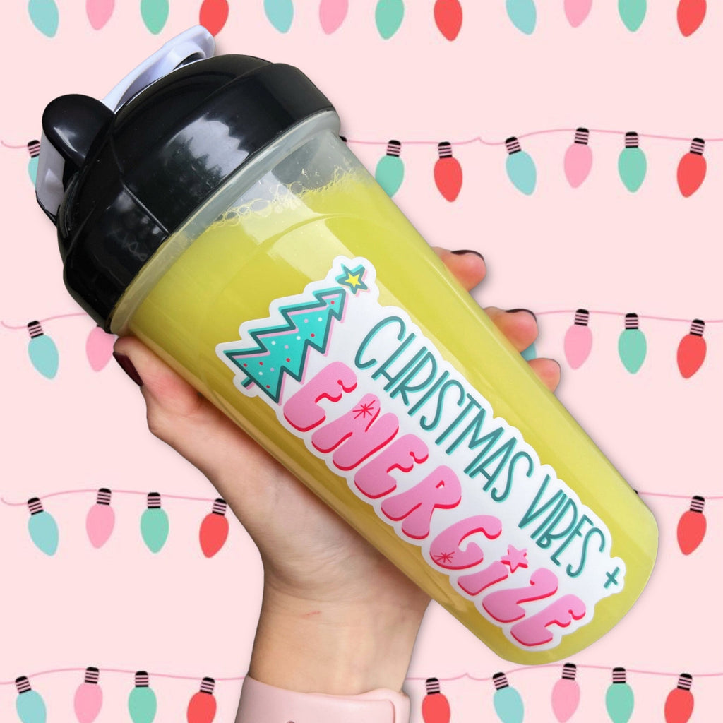 Christmas Vibes & Energize Full Color Sticker - Christmas 2022- for Cold Cup, Shaker Bottle, Mega Mug or Sticker Only