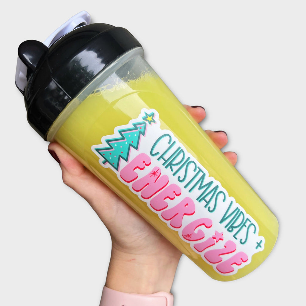 Christmas Vibes & Energize Full Color Sticker - Christmas 2022- for Cold Cup, Shaker Bottle, Mega Mug or Sticker Only